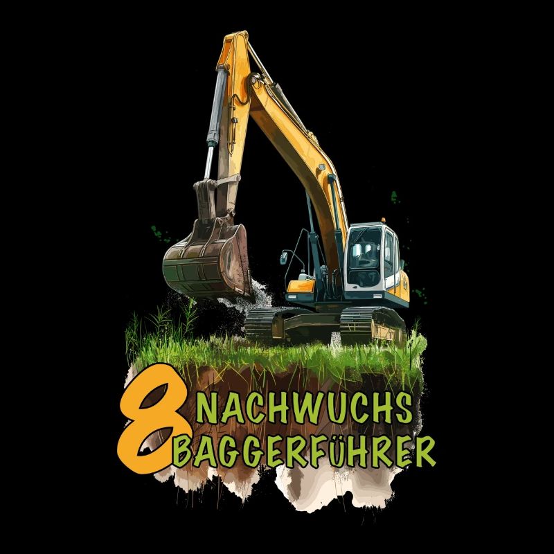 Bagger 8 Geburtstag Baumaschine Baumaschinen
