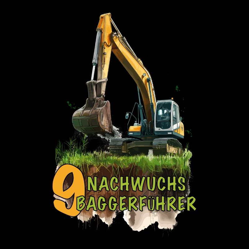 Bagger 9 Geburtstag Baumaschine Baumaschinen