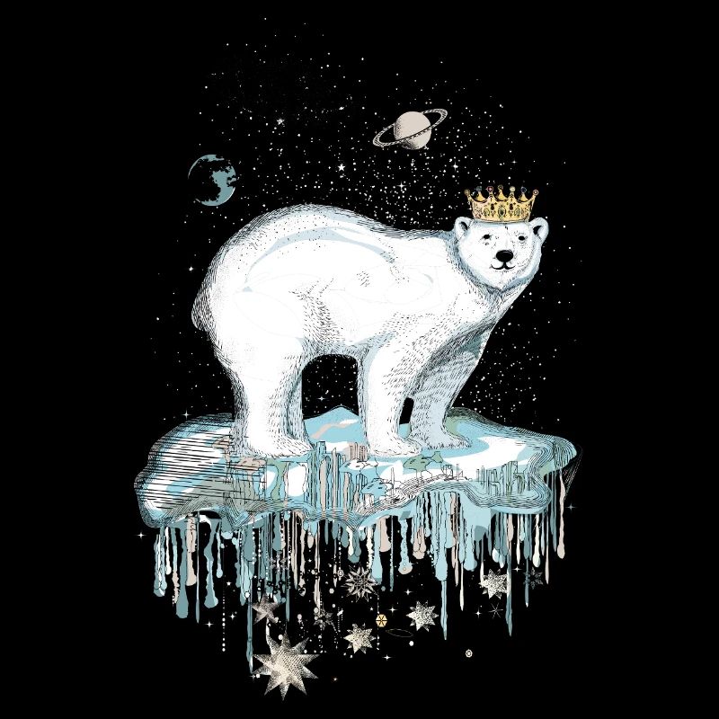 Majestätischer Eisbär mit Krone auf Eisscholle