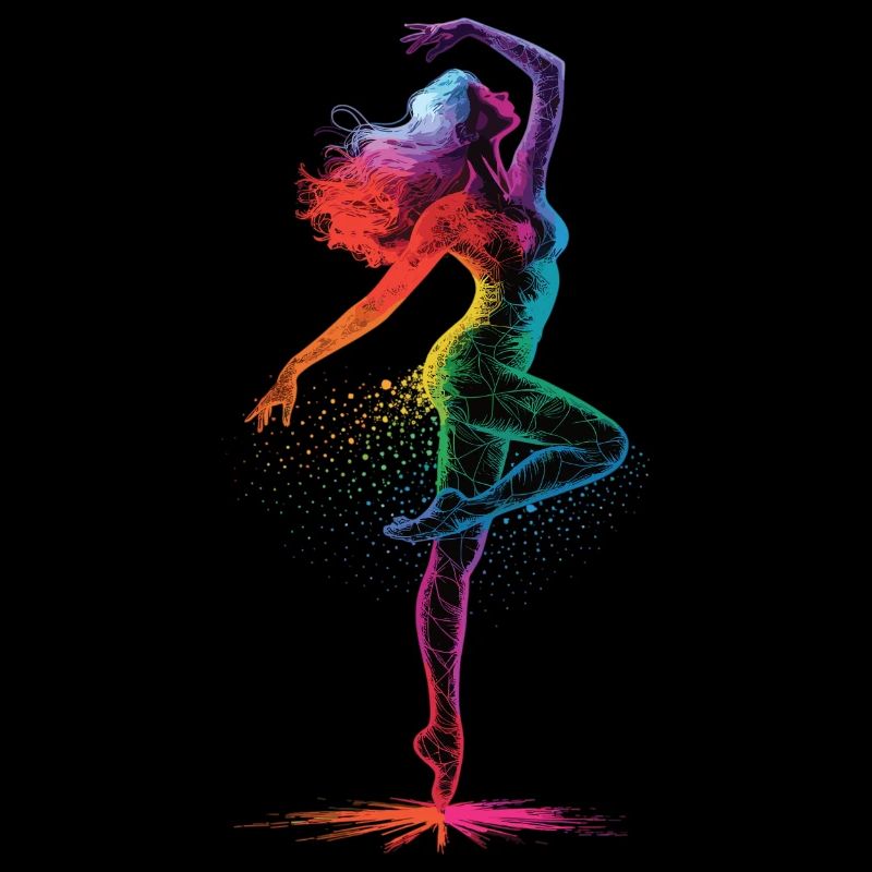 Danseuse colorée sur la pointe des pieds