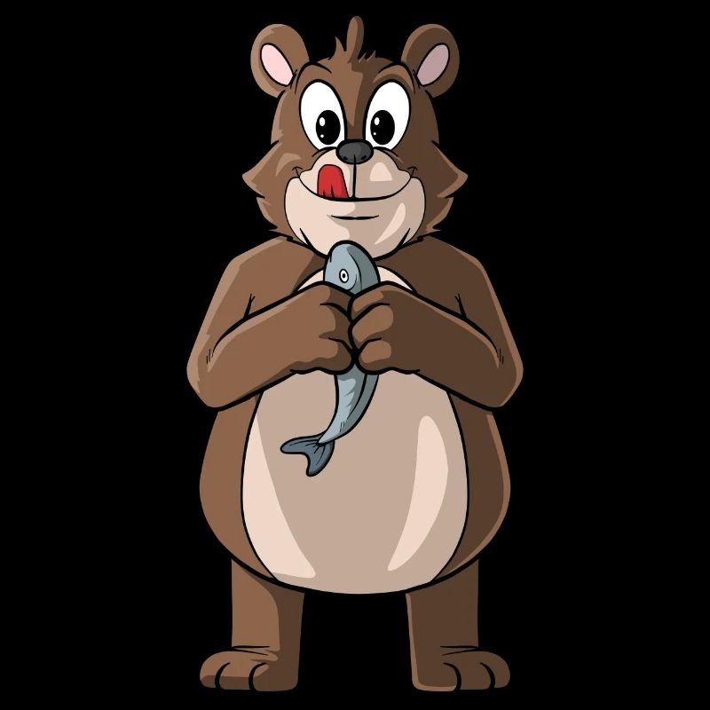 Cute bear holding a fish