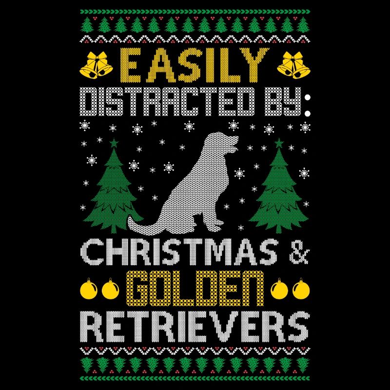 Easily Distracted Golden By Retriever Ugly Sweater