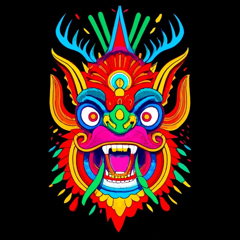 Masque de dragon coloré