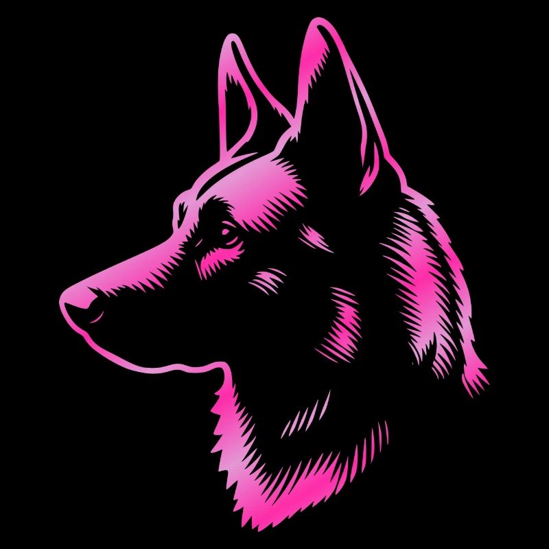 Malinois, dog head, pink drawing