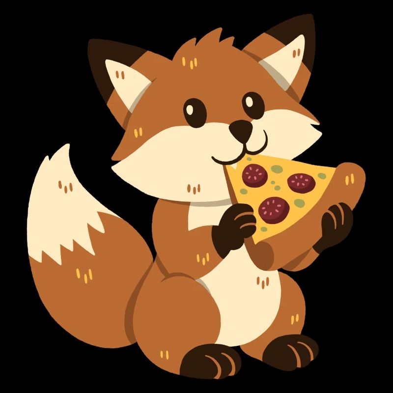 Fox with pizza