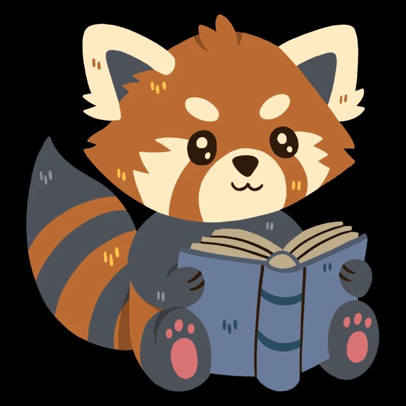 Red panda reading a book
