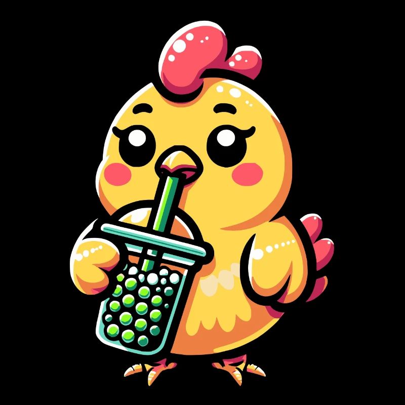 Bubble Tea Chicken Boba Tea Kawaii Gift
