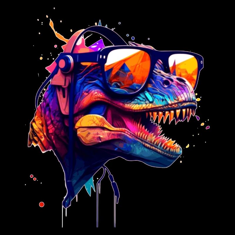 Party T-Rex bunte Farben mit cooler Sonnenbrille