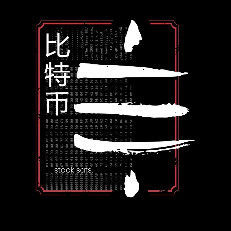 Symbole Bitcoin Crypto Satoshis de style japonais 21