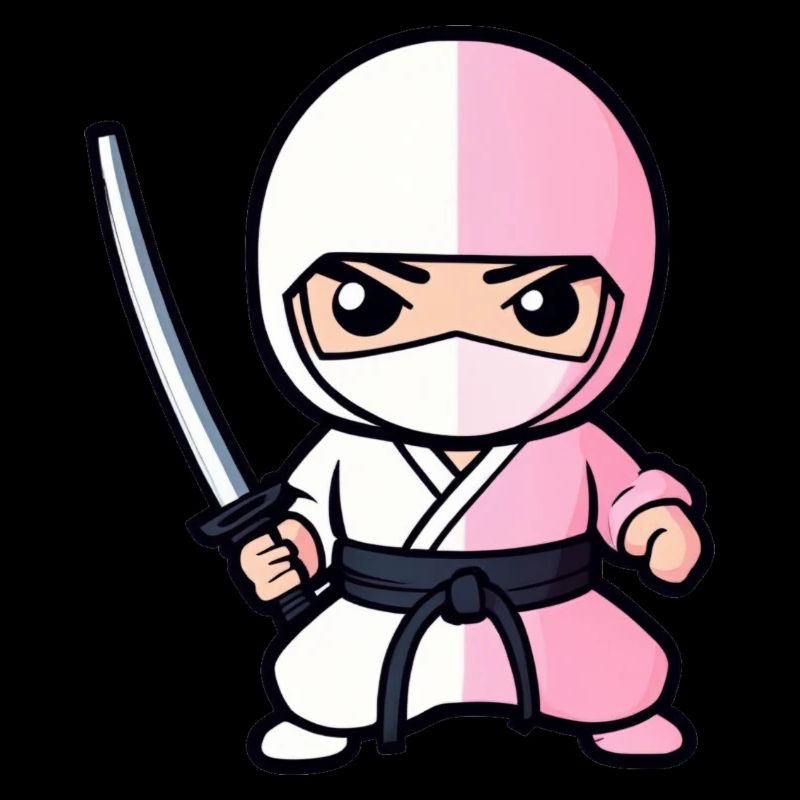 Niedlicher weißer Ninja mit Katana-Schwert