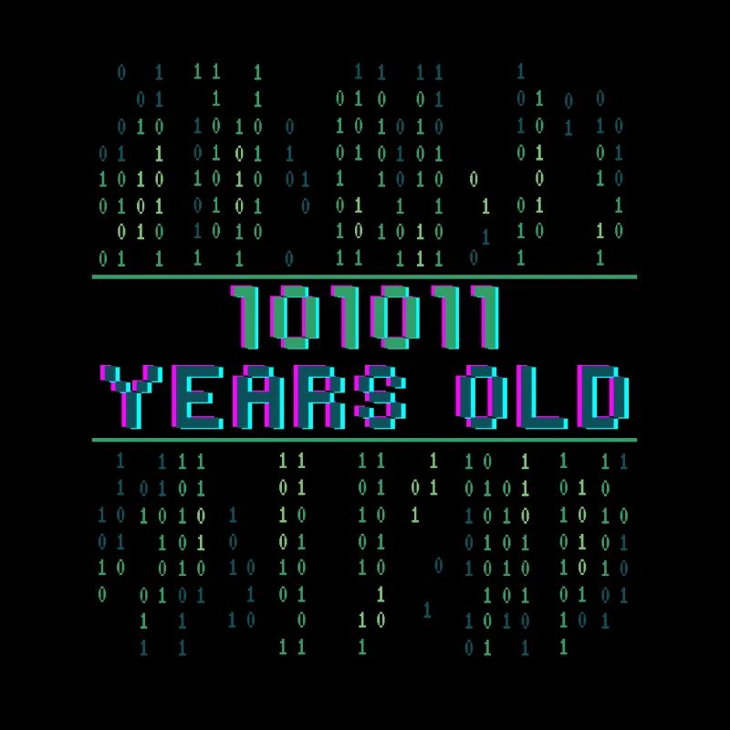 43. Geburtstag 43 Jahre alt Binärcode Informatik
