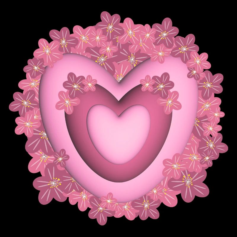 Herz mit rosa Blumen, ein liebes Dankeschön.