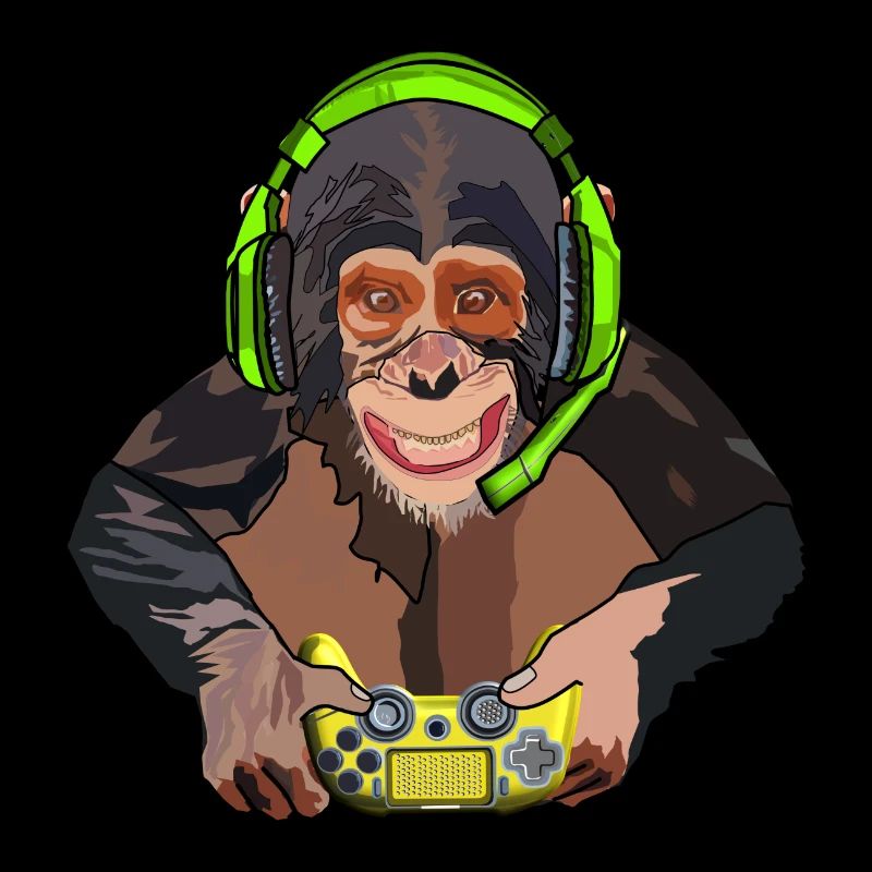 Monkey with controller at the game - Gamer - Gamer