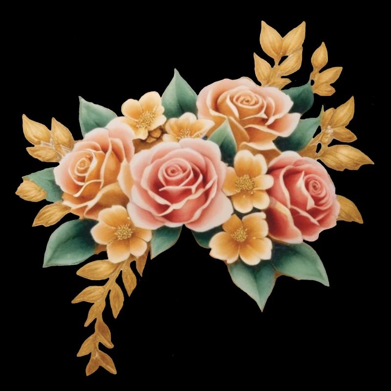 Fleurs vintage or et rose
