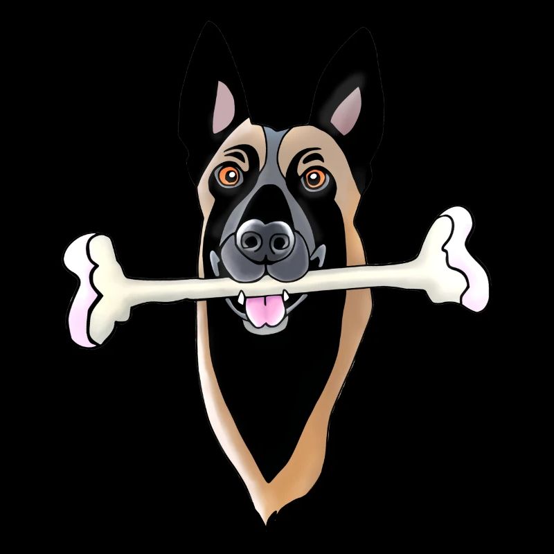 Kopf von Malinois mit Knochen