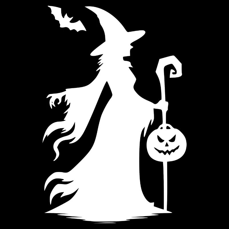 Halloween Witch with Pumpkin and Bat Magic
