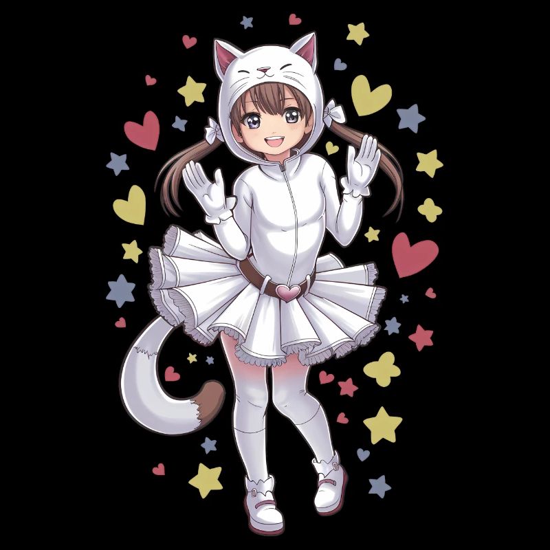 Fille d’anime dans un costume de chat