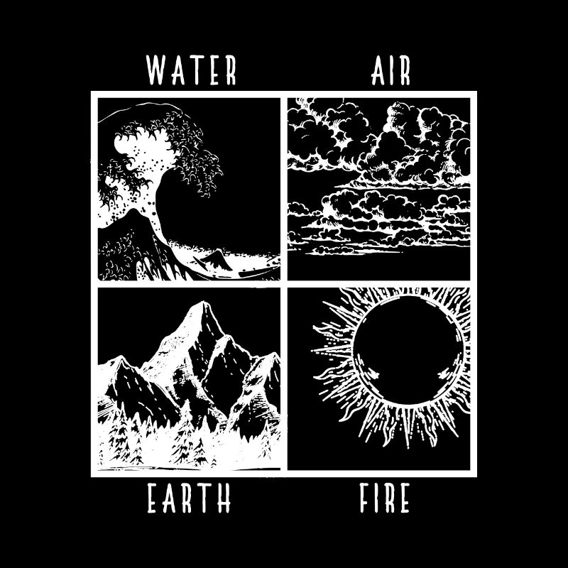 Wasser Luft Erde Feuer 4 Elemente Shirt Geschenk