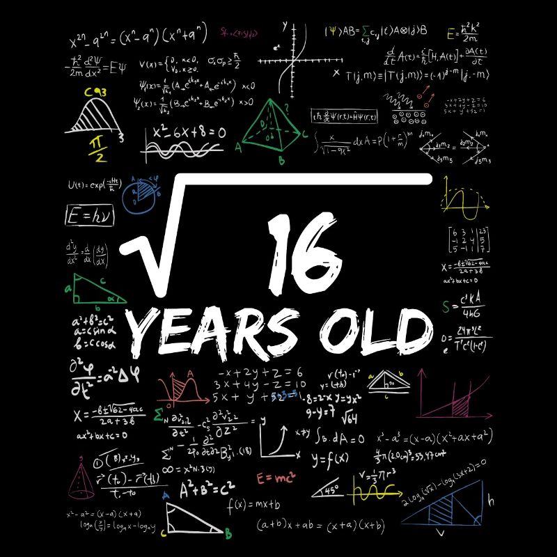 Square Root of 16 4TH Funny Math Birthday