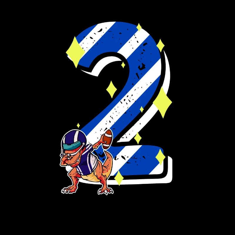 2 Years Old Dino American Football 2nd B-day Dab