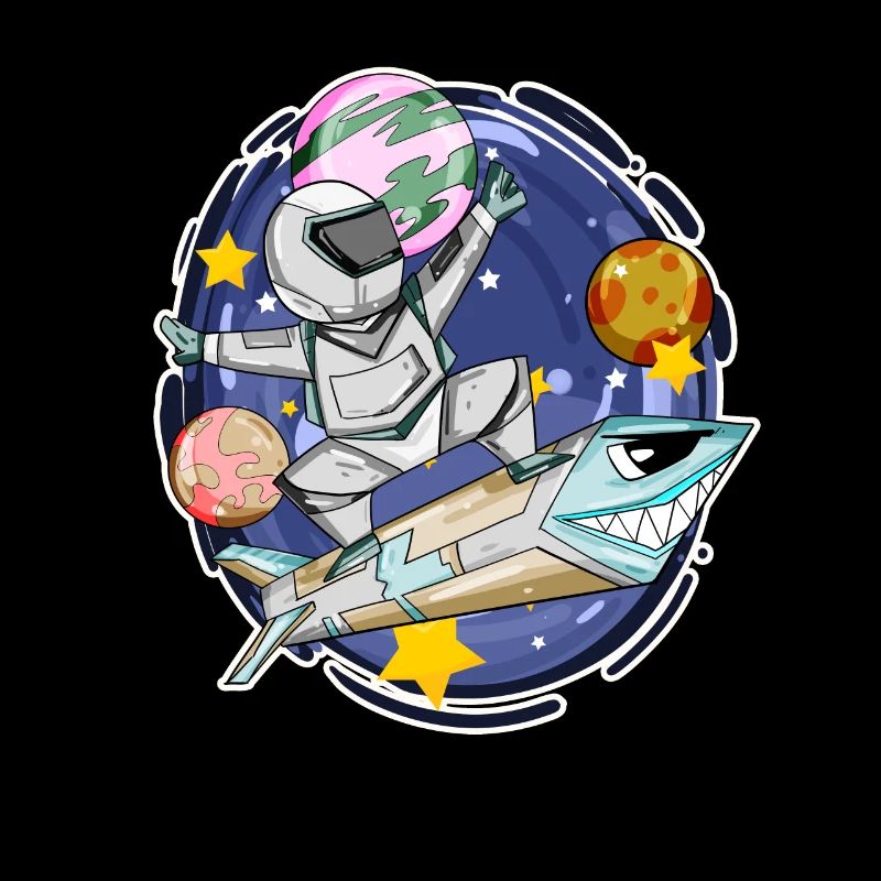 Garçon astronaute dans l’espace avec des fusées