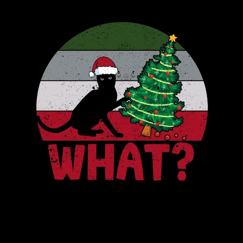 Funny Black Cat Merry Christmas Tree Cats Xmas