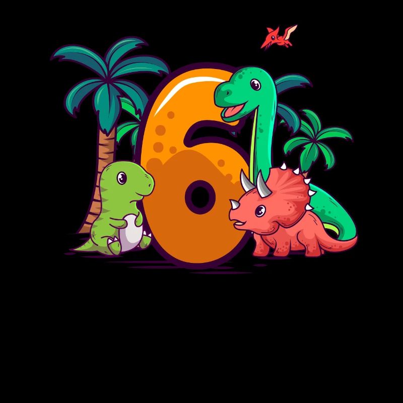 6th Birthday Trex Triceratops Dinosaur 6 years