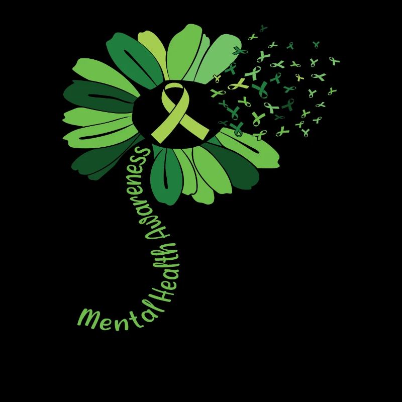 Ruban vert de fleur de sensibilisation à la santé mentale
