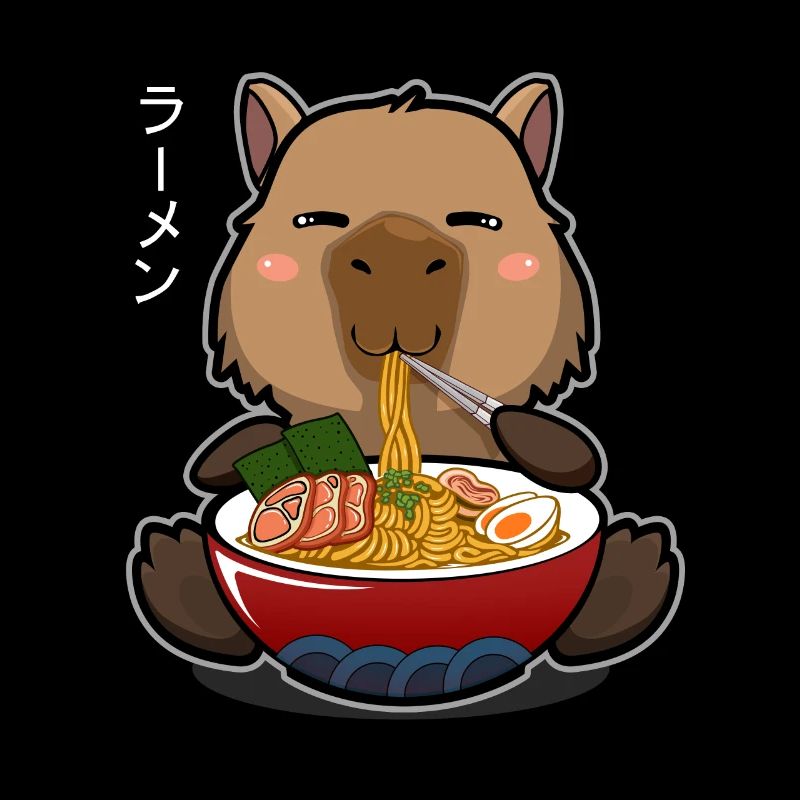 Kawaii Capybara mangeant des ramen d’un jeu de mots Ramen Bowl