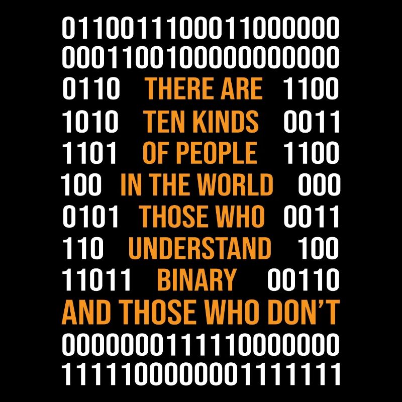 Programmation de code binaire Il existe 10 types de Peop