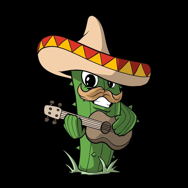 Cactus with Sombrero Guitar Mexico