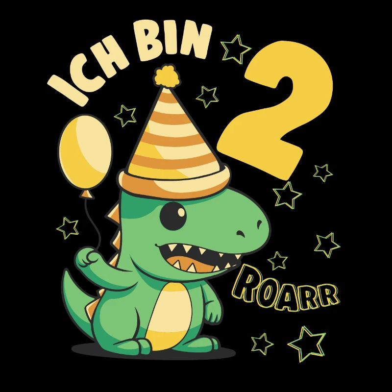 Geburtstagsshirt 2 Jahre Dino Roar ich bin 2 Junge