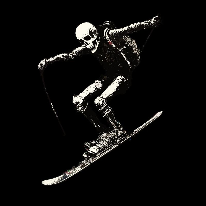 Graffiti skeleton on snowboard ski