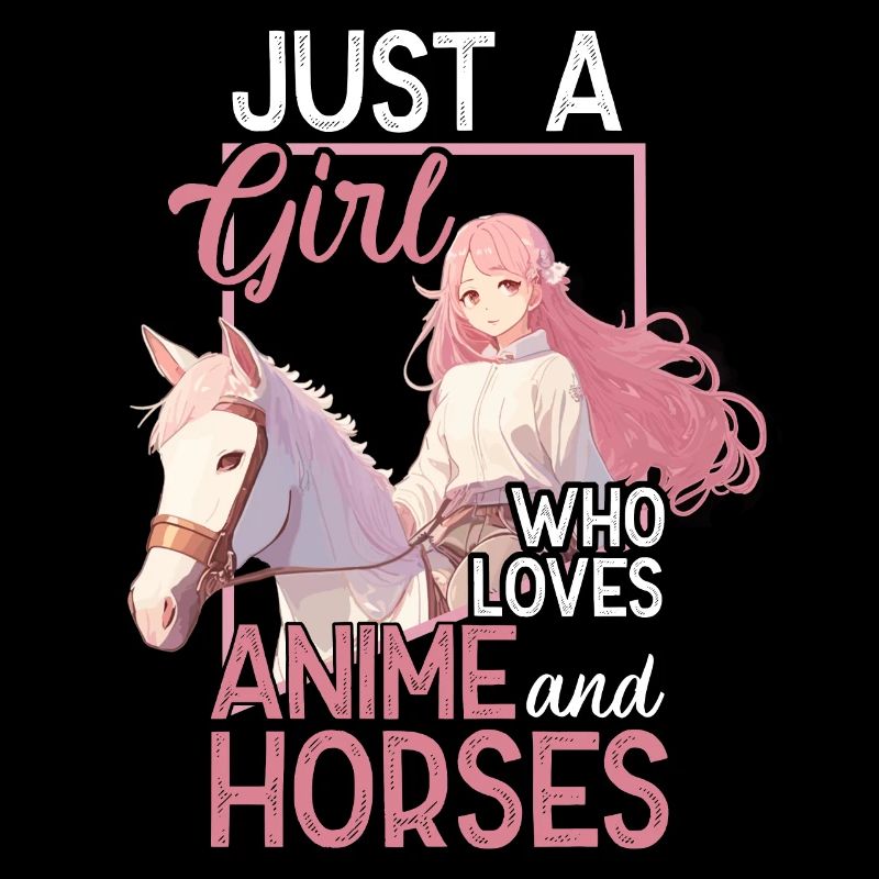 Pferde Mädchen Anime Spruch mit Manga Zeichnung
