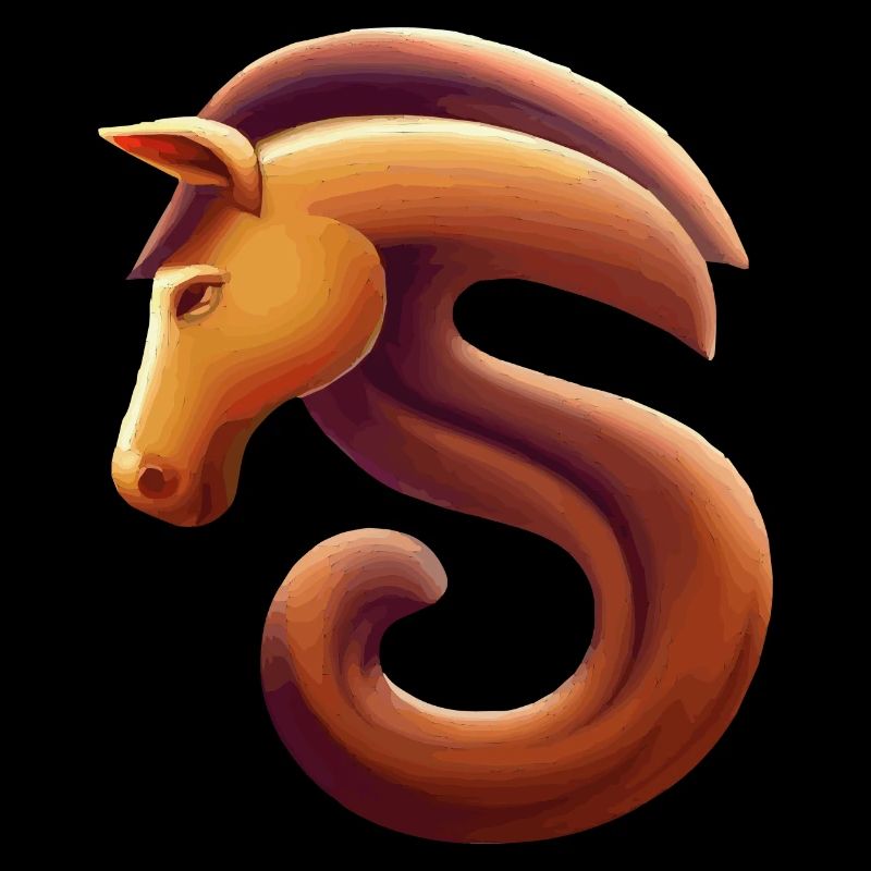 Lettre S avec cheval