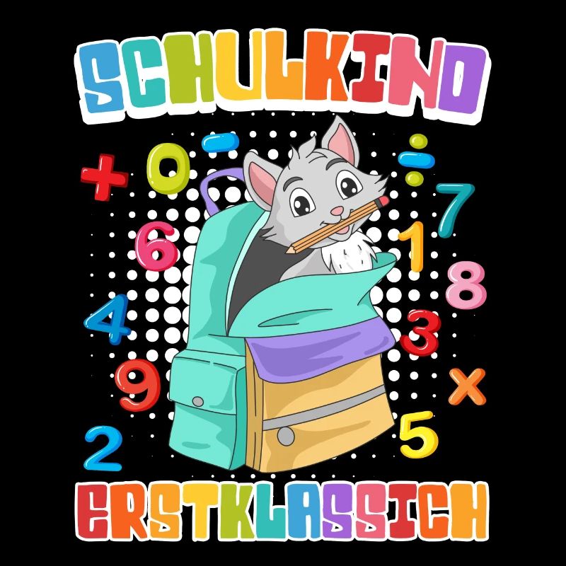 Schulkind Erstklassich Katzenfans Einschulung