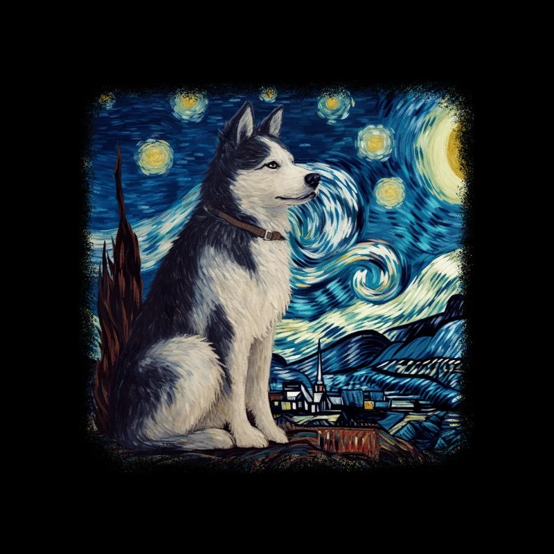 Alaskan Malamute Van gogh starry night