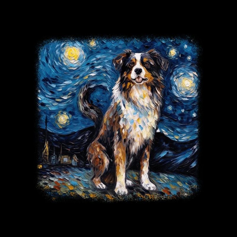 Australian Shepherd Van gogh starry night