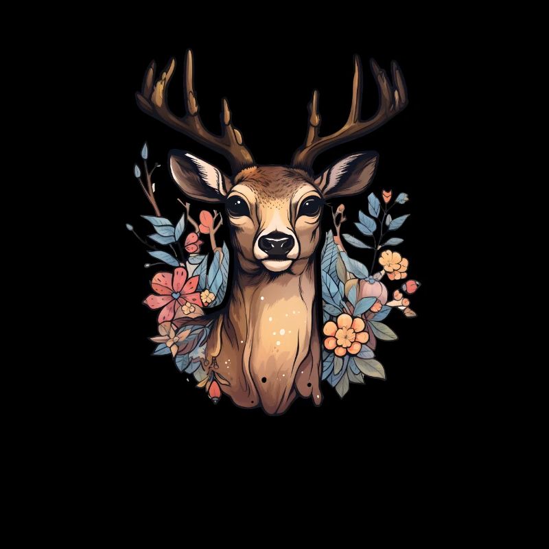 Deer floral pattern