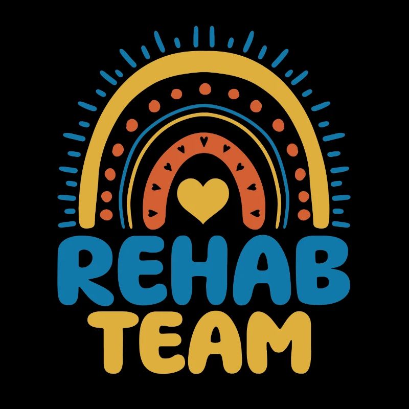 Cute rehab team boho rainbow apparel