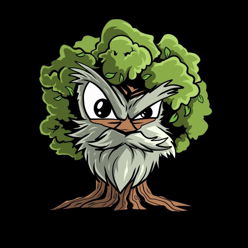 Arbre avec visage et barbe