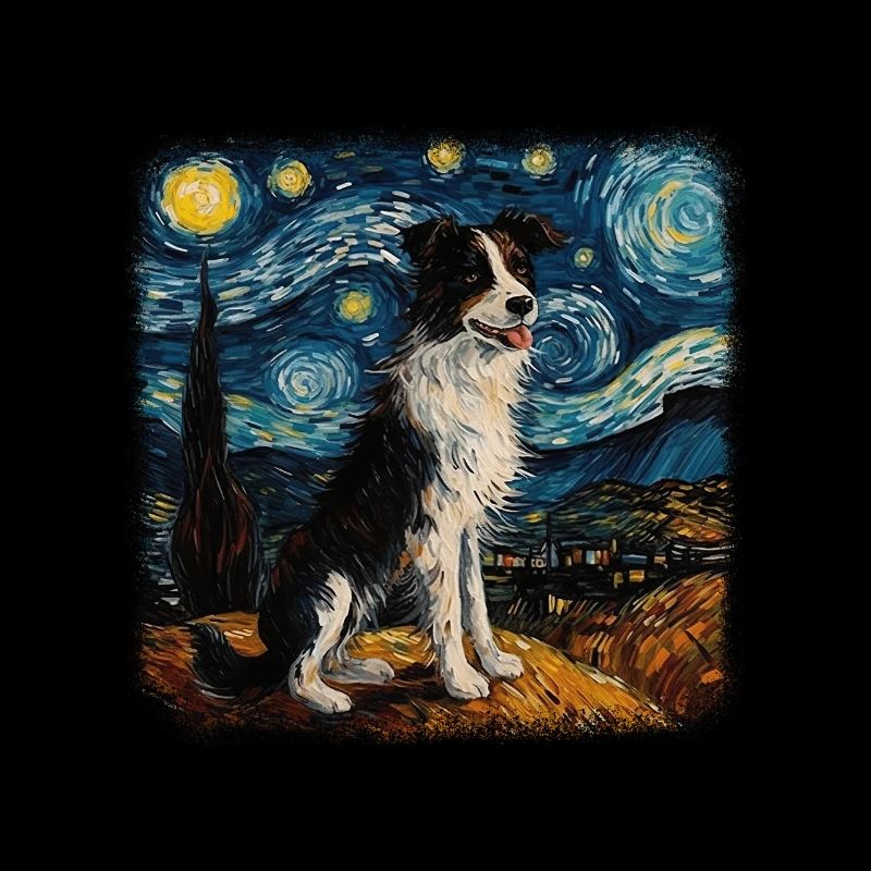 Border Collie Van gogh starry night