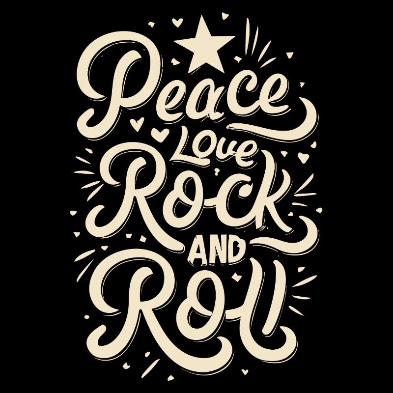 Peace Love Rock And Roll Déclaration Devise