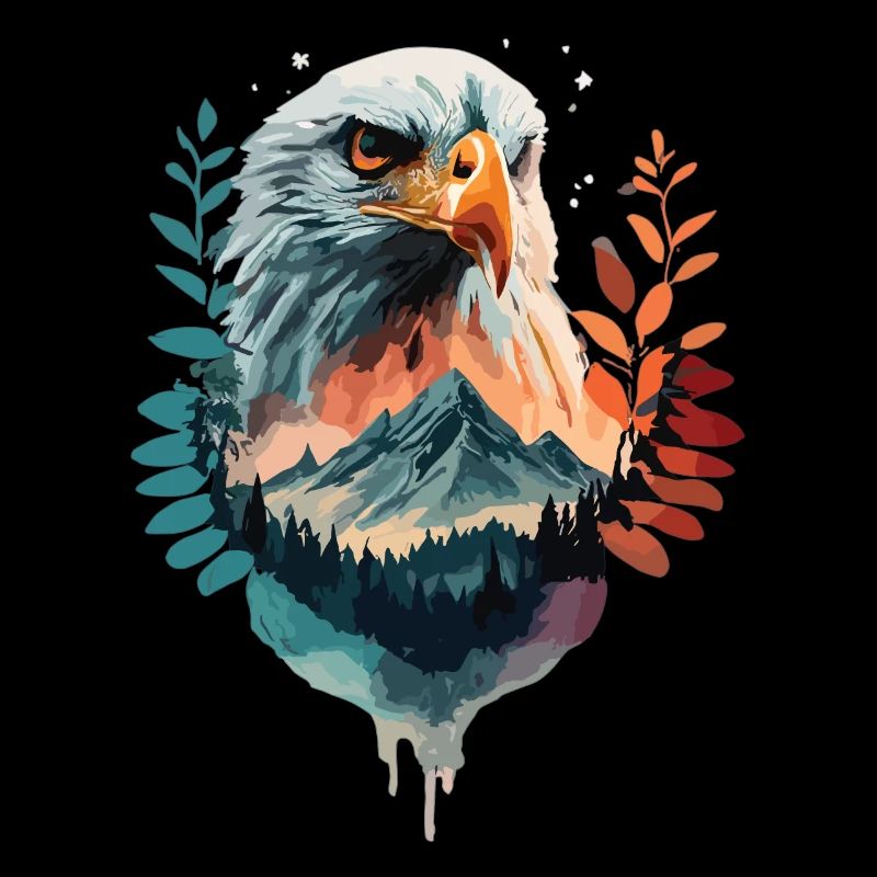 Eagle and mountain landscape in harmony