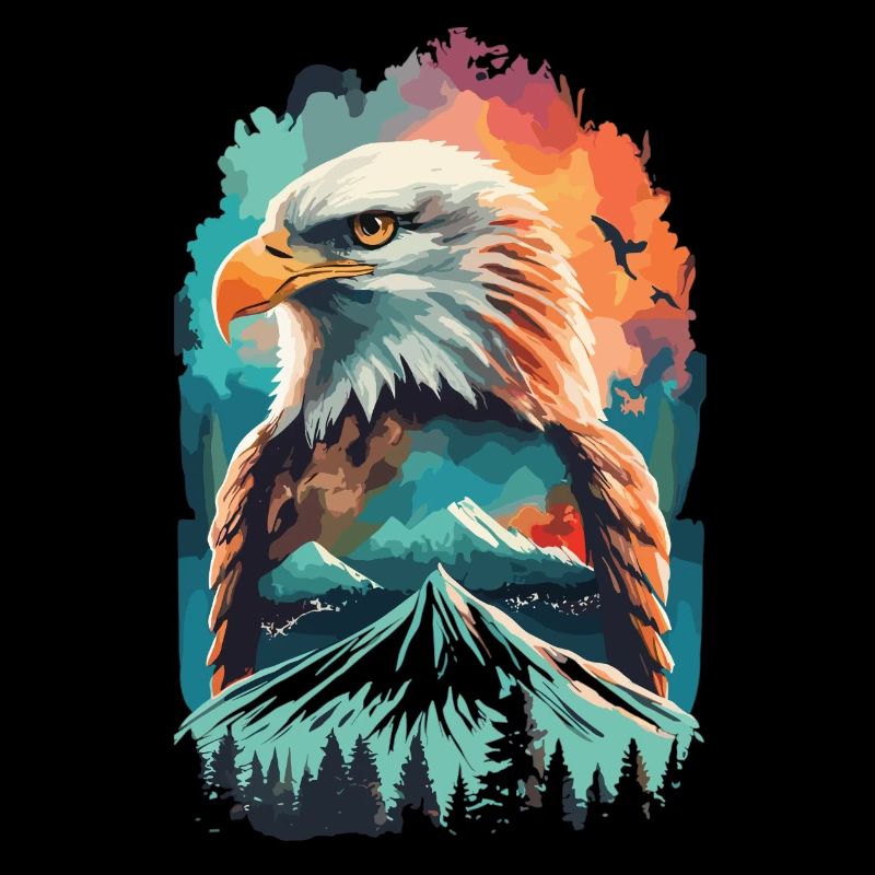 Eagle and mountain landscape in harmony