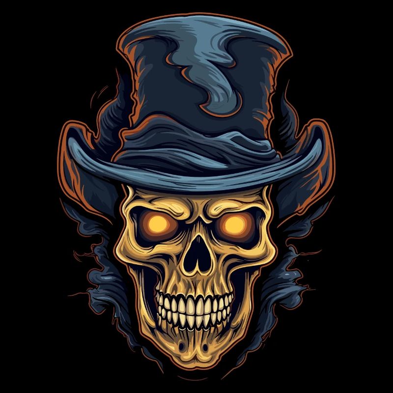 Colorful Abstract Skull with Top Hat