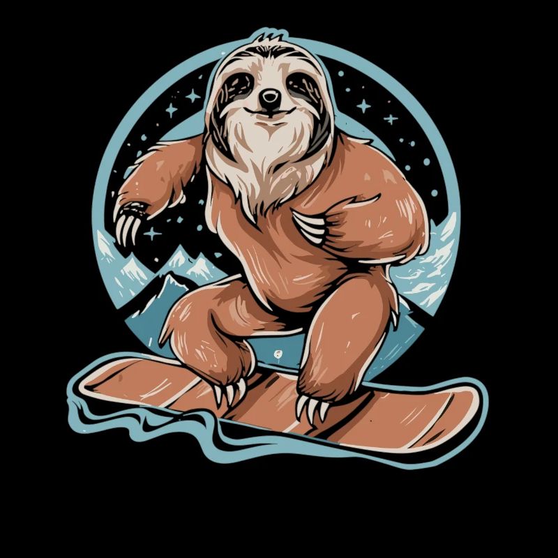 Snowboarding fun with the sloth