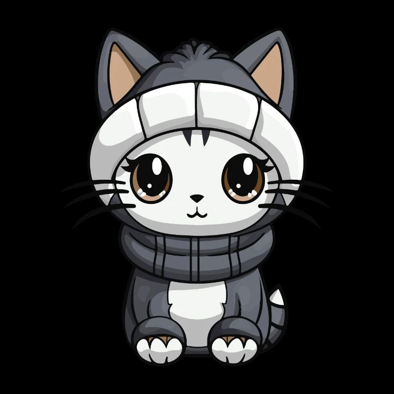 Chat Hiver Animal Mignon Bande Dessinée