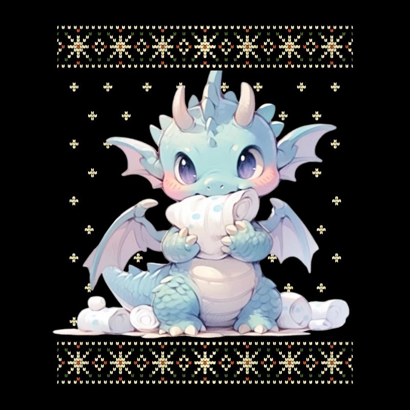 Dragon kawaii dans le style pull de Noël moche