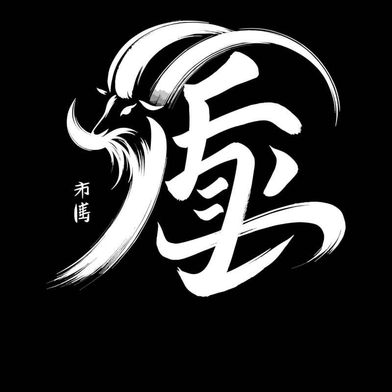 Ziege Chinesisches Tierkreiszeichen Kalligraphie-Symbol